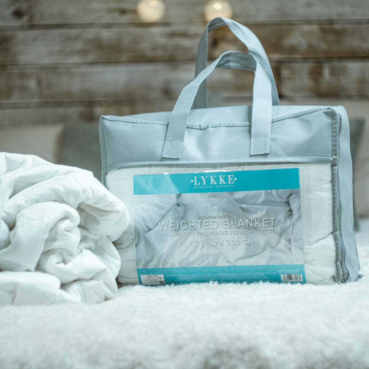 
              Lykke tyngdtäcke, bomull, 150x200cm, 9kg