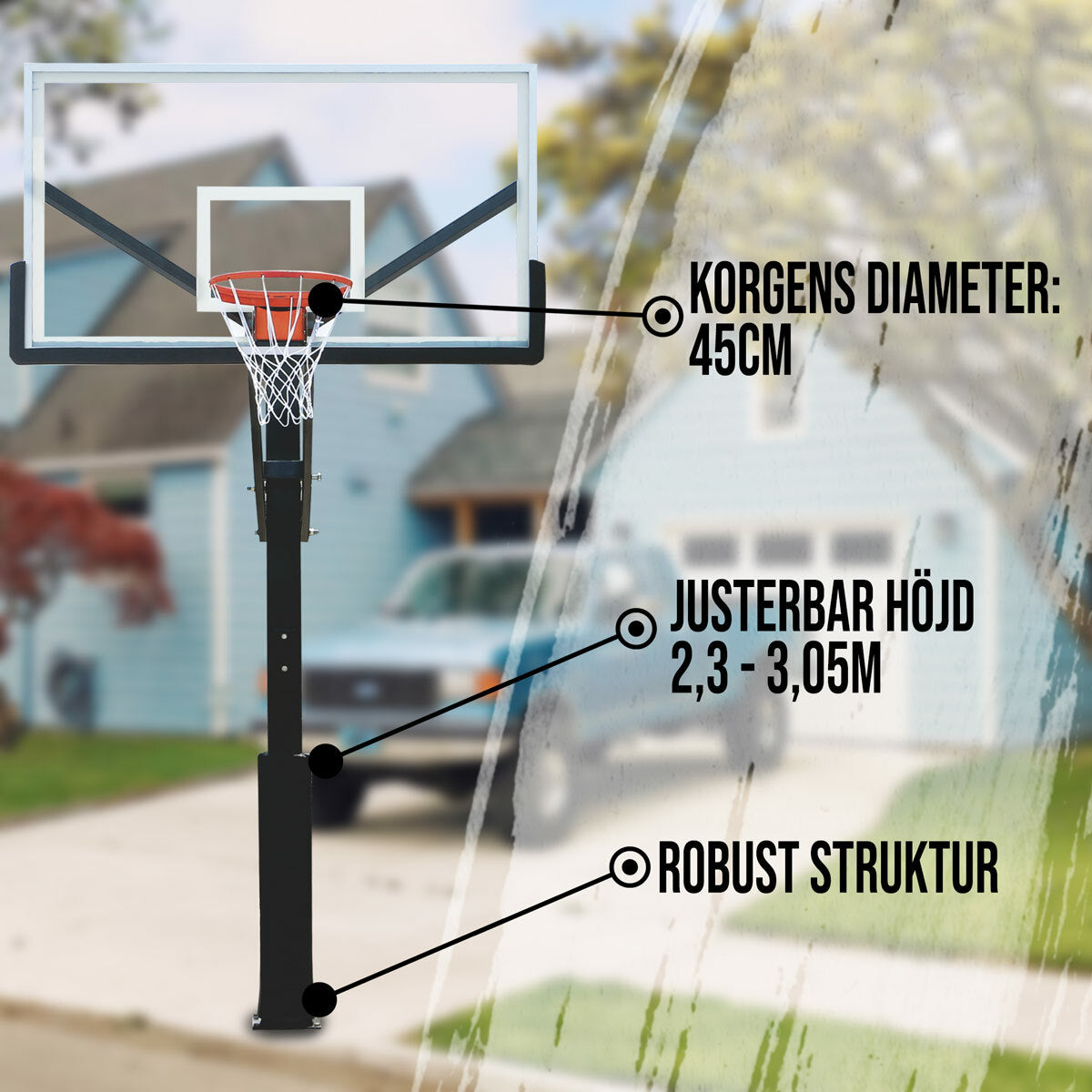 
              Prosport basketkorg In-Ground 2.3-3.05m
