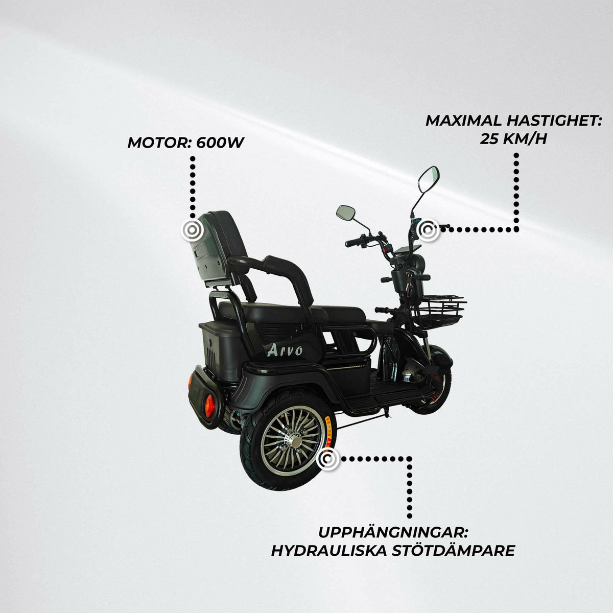
              Arvo Promenadscooter P200 Svart