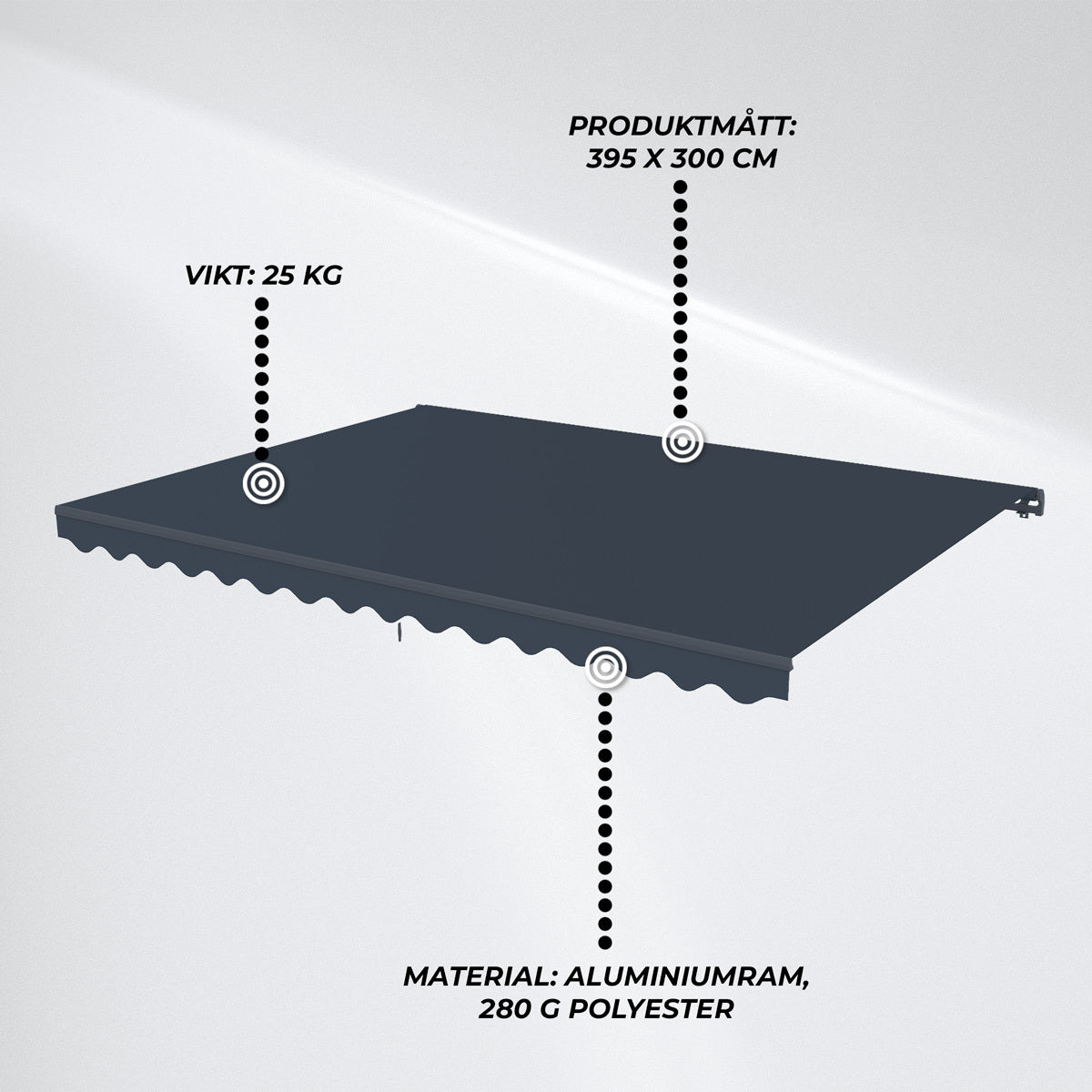 
              Lykke Markis 3,95x3 m, mörkgrå