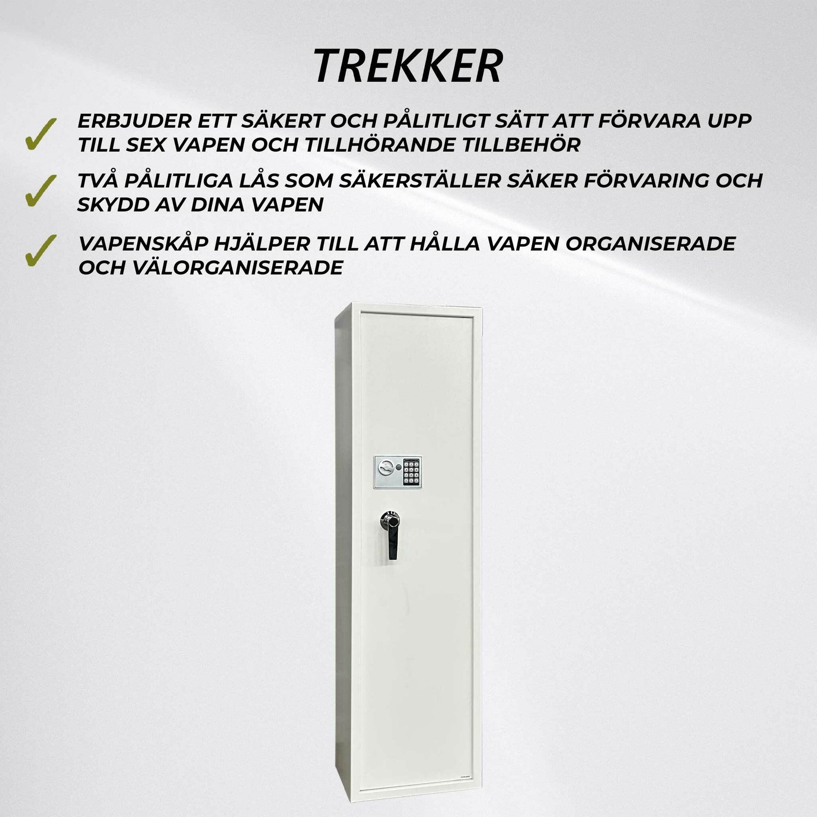 Trekker Vapenskåp för 6 vapen AS600 v2 med digitalt lås, Vit