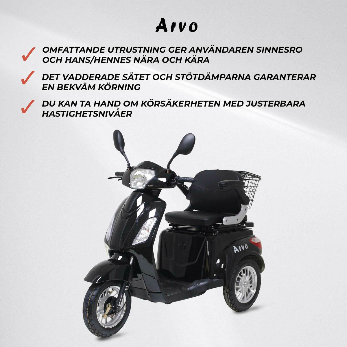 
              Arvo Promenadscooter P300 Svart