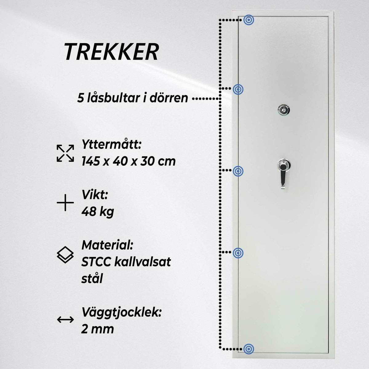 
              Trekker Vapenskåp för 6 vapen AS600, vit