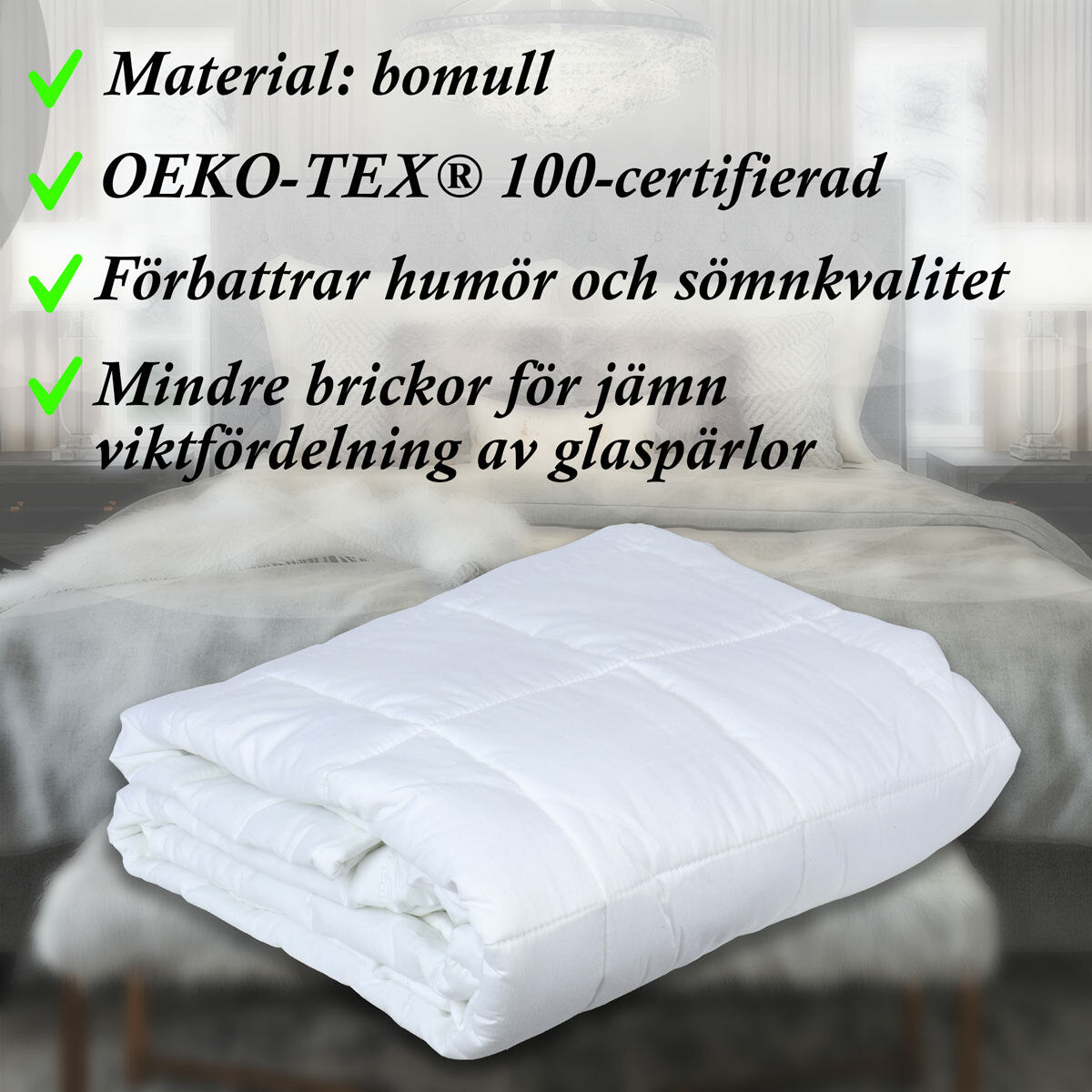 
              Lykke barns tyngdtäcke, bomull, 100x150cm, 3kg