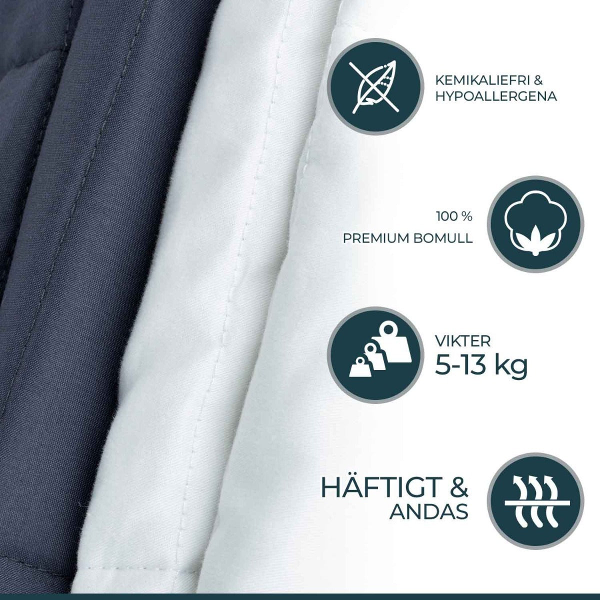 
              Polar Night tyngdtäcke bomull, 150x200cm (5-13kg)