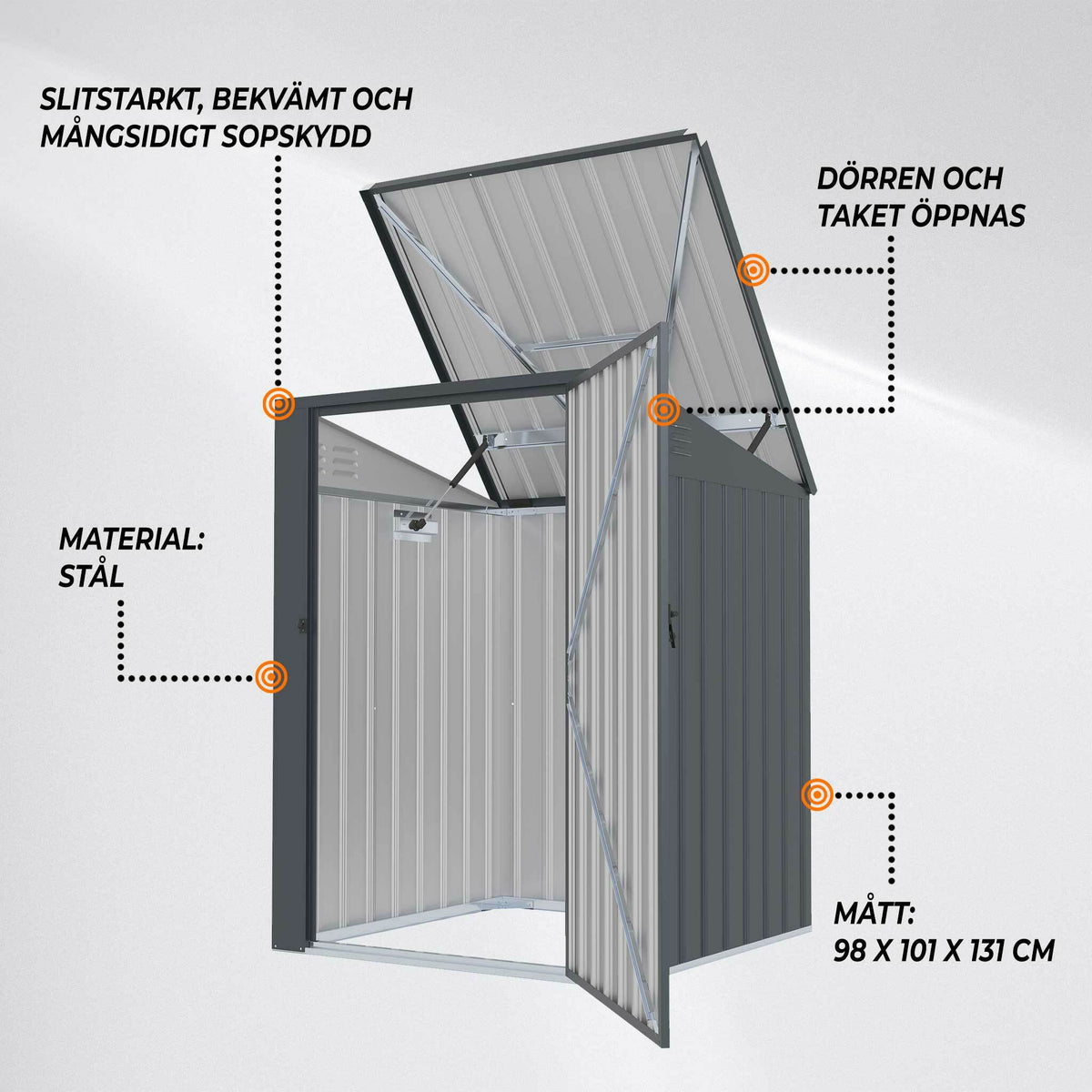 
              Fornorth Sopskjul 98x101x131cm, mörkgrå