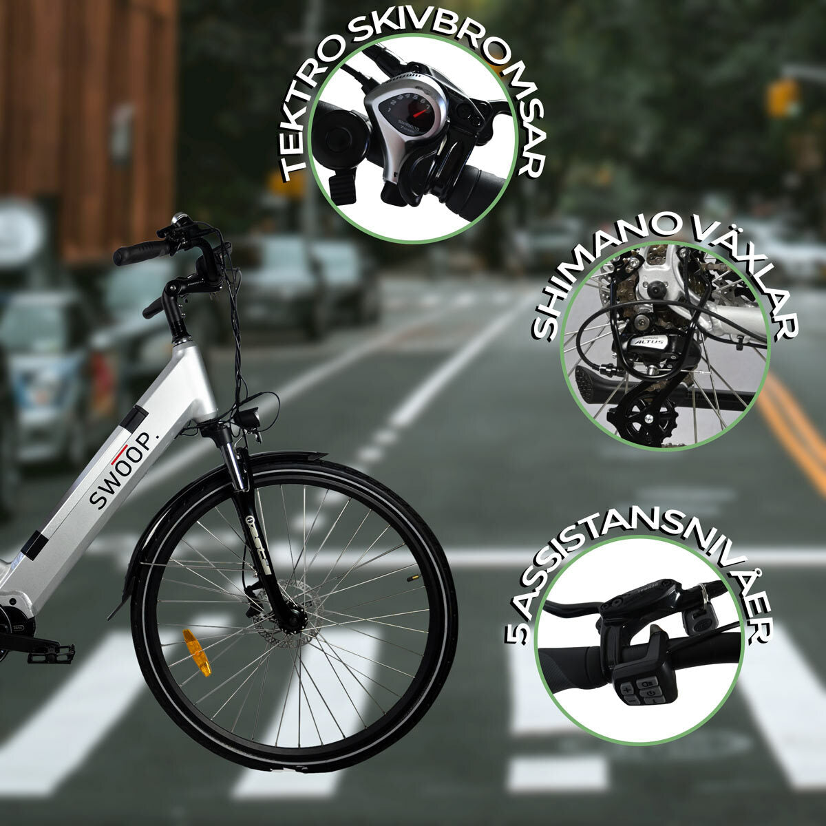 
              Swoop elcykel Hybrid, dam 28"