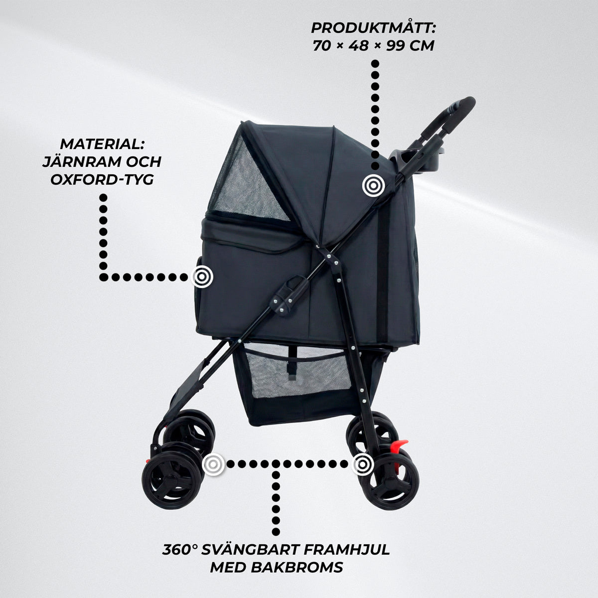 
              Trekker Hundvagn 15 kg, Svart