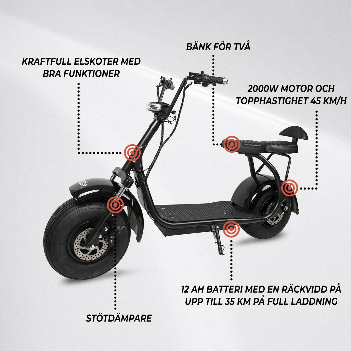 
              Swoop Kruiser Elscooter Turbo 2000w