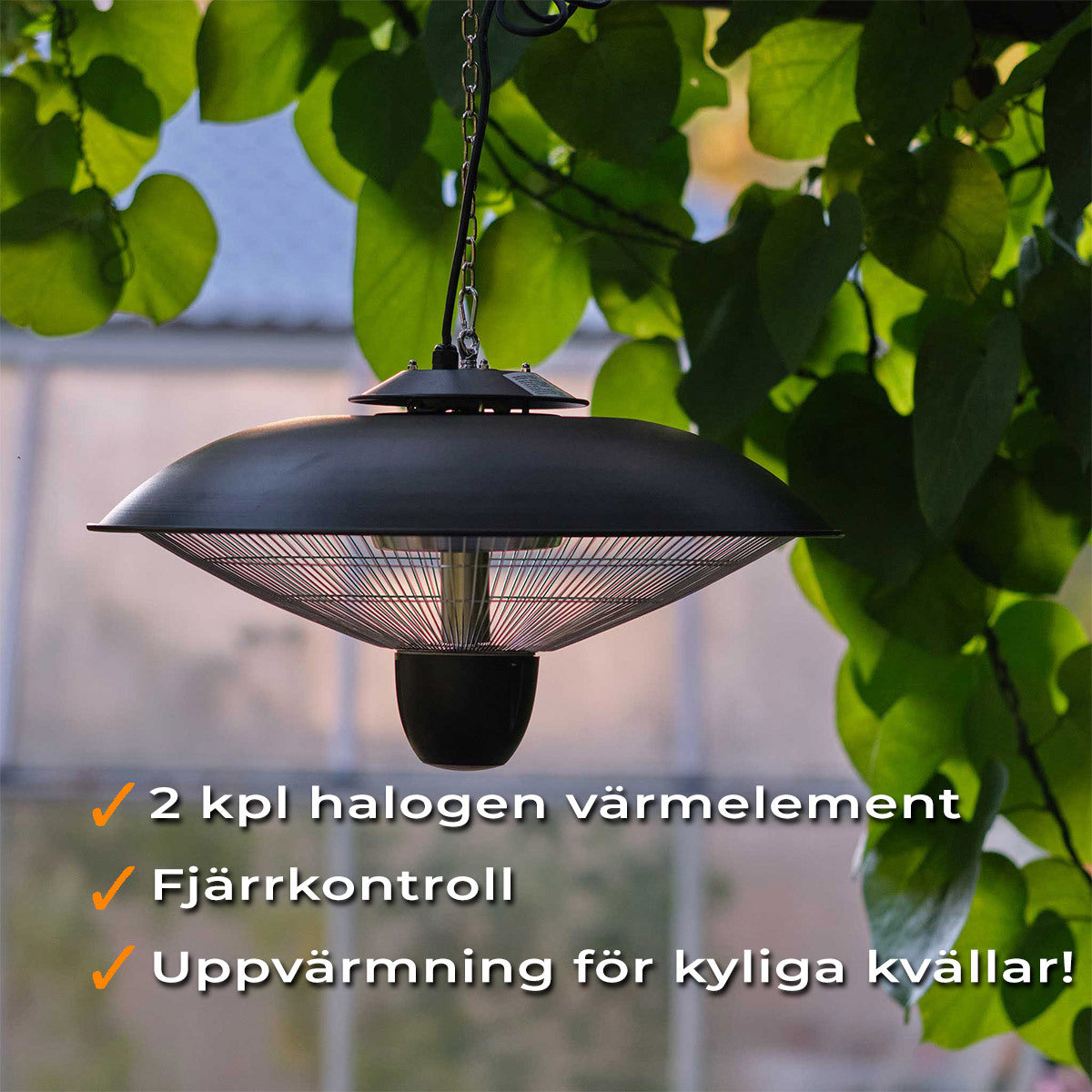 
              Fornorth Terrassvärmare hängande 2000W fjärrkontroll, svart