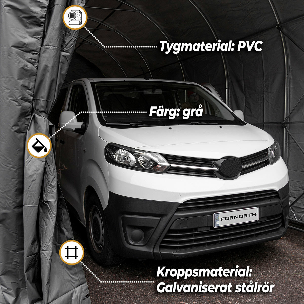 
              Fornorth Garagetält 4x8m, mörkgrå