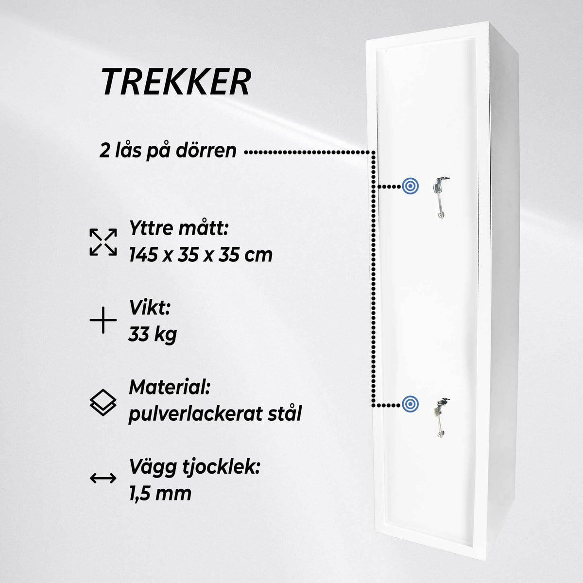 
              Trekker vapenskåp för 5 vapen AS500, vit