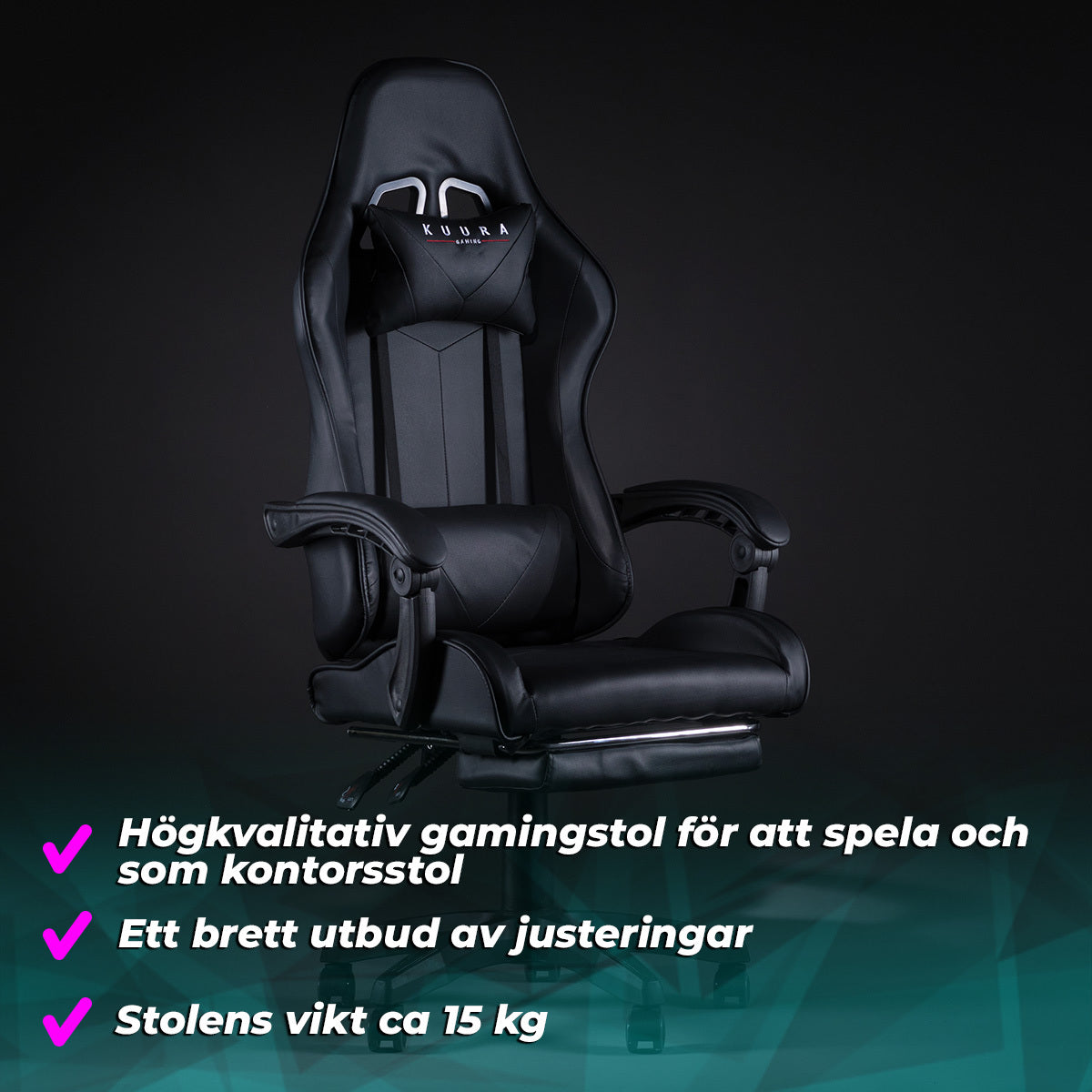 
              Kuura Gaming gamingstol Pro, svart