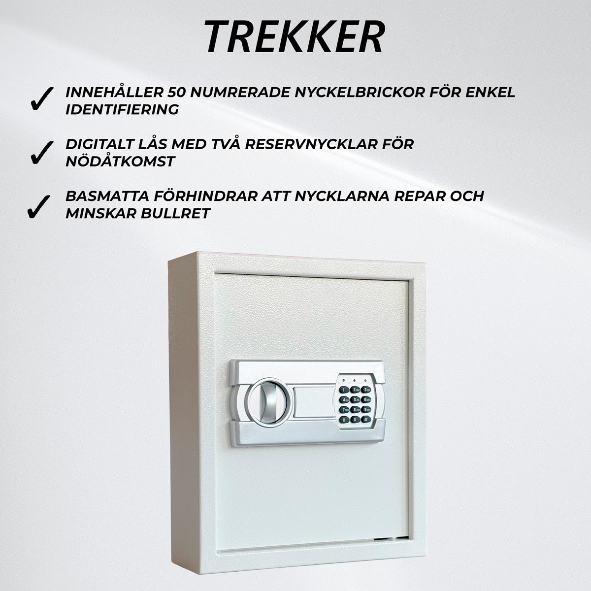 
              Trekker Nyckelskåp med kodlås 50, vit, digitalt lås