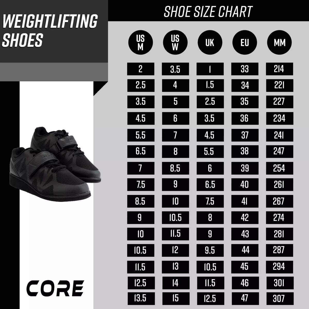 
              Nordcore lyftarskor Core, svart