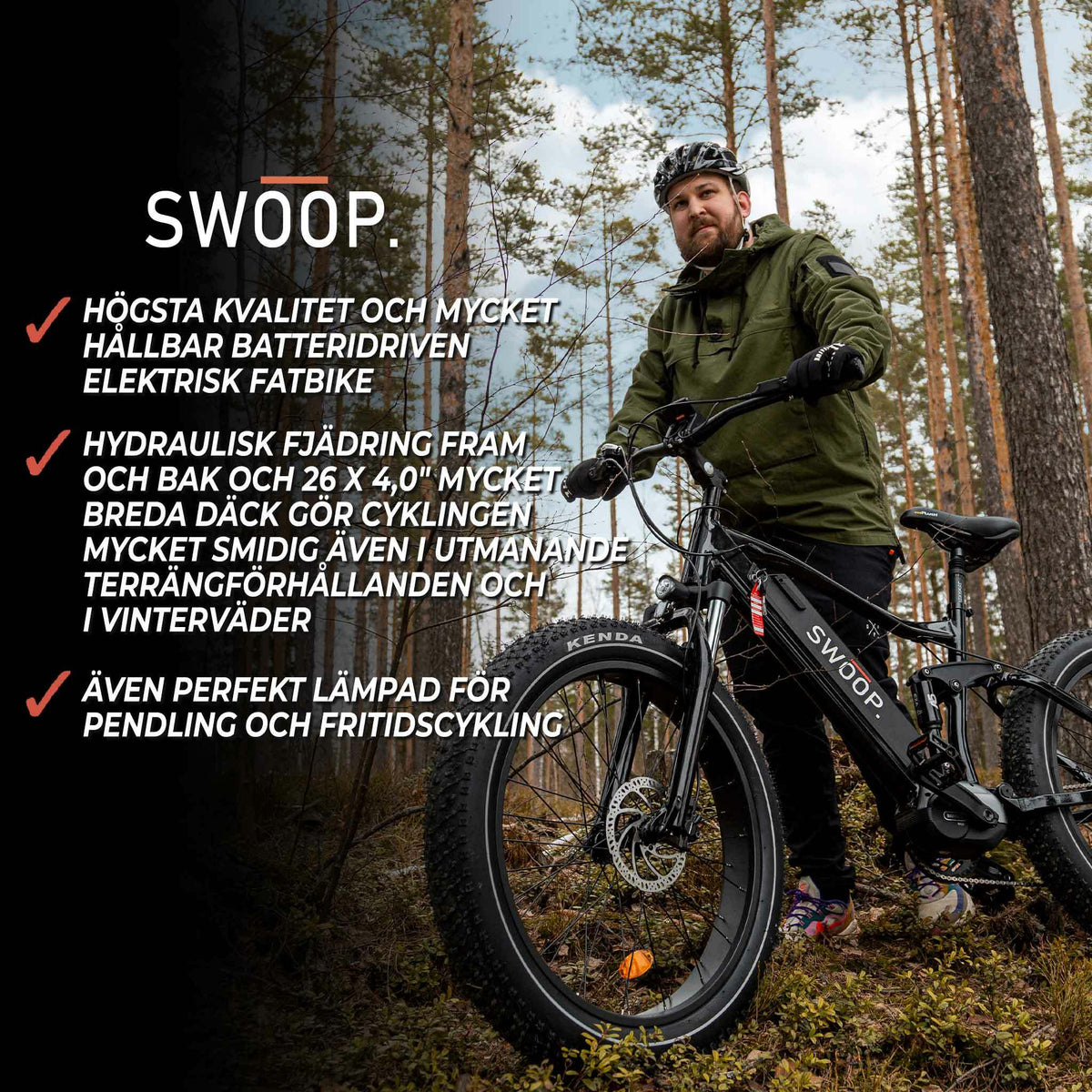 
              Swoop Fatbike Elcykel Ranger, 26&quot;