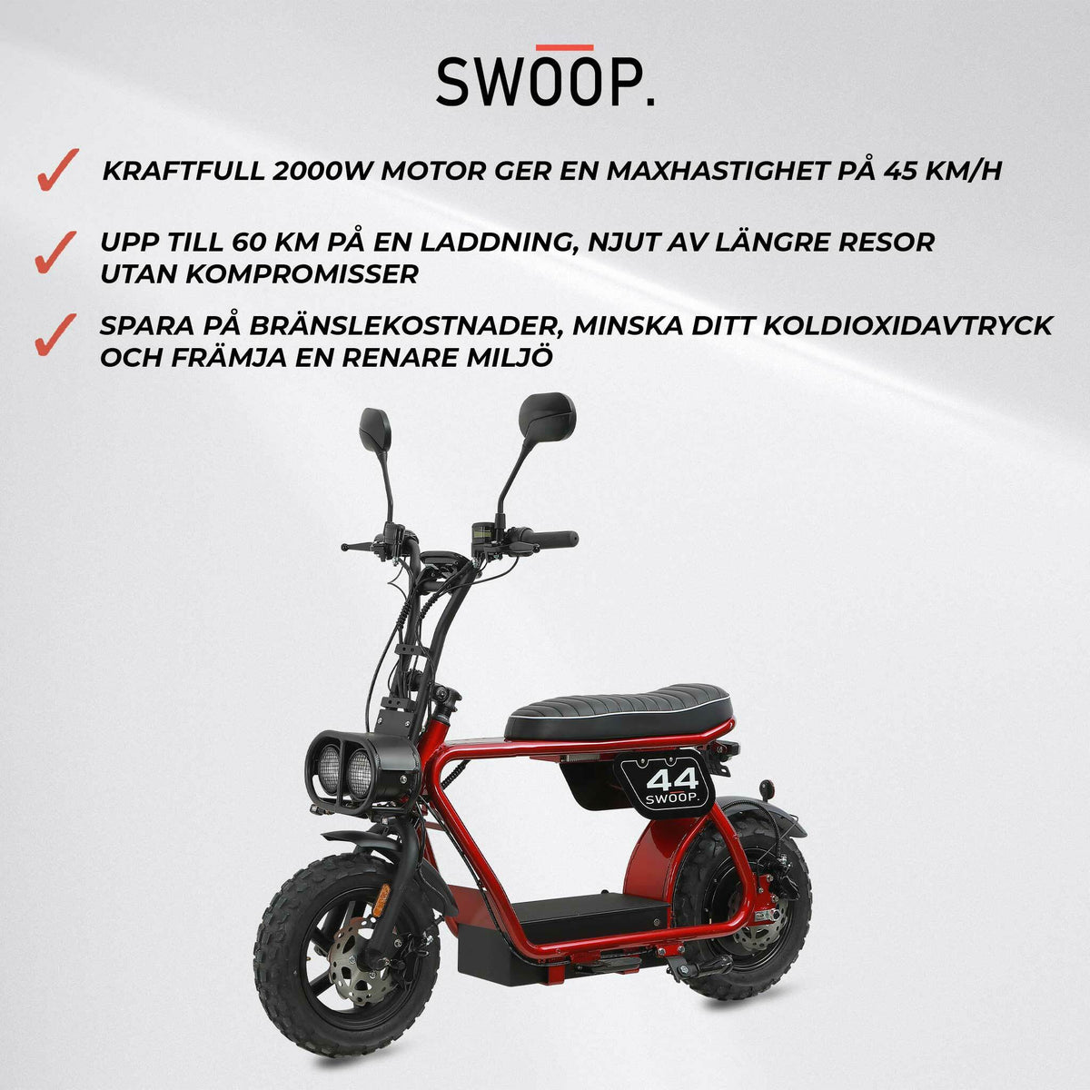 
              Swoop Elmoped Turbo 2000W Röd