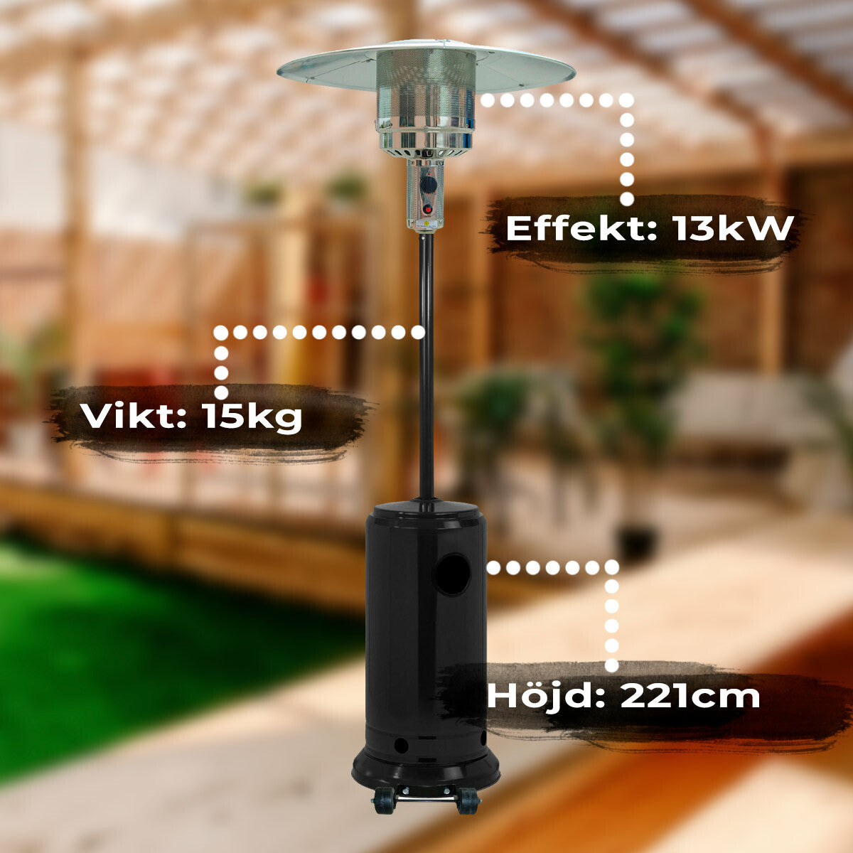 
              Fornorth Terrassvärmare Cylinder, 13kW gasdriven, svart