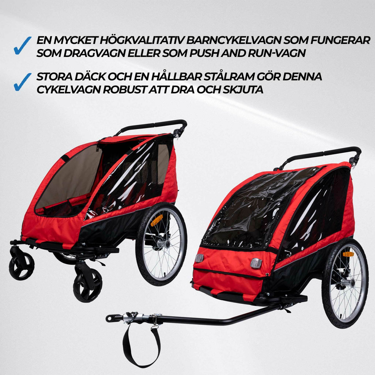 
              Trekker cykelvagn för 1-2 Barn Pro