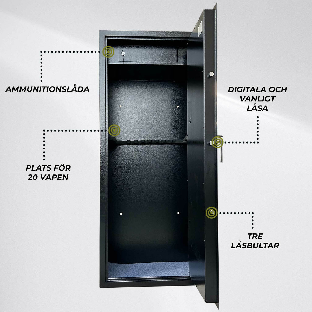 
              Trekker Vapenskåp för 20 vapen, Svart, med digitalt lås