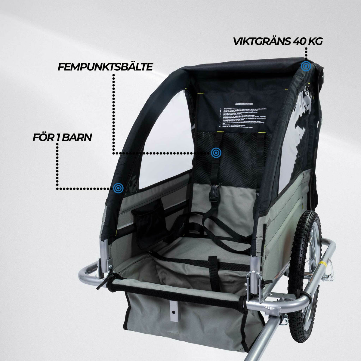 
              Trekker cykelvagn för 1 barn