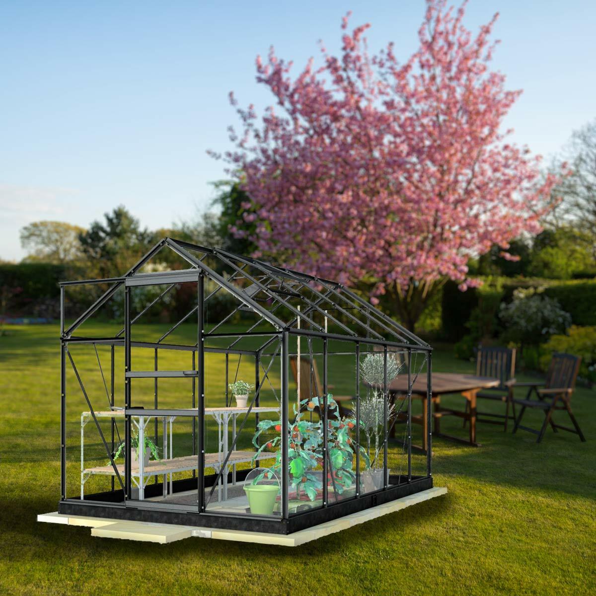Lykke Växthus Glas 8,2m2, svart