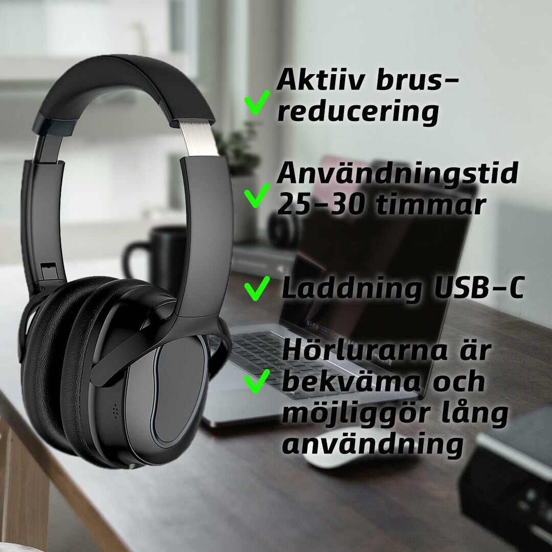 
              Kuura Bass Pro around-ear brusreducerande trådlösa hörlurar