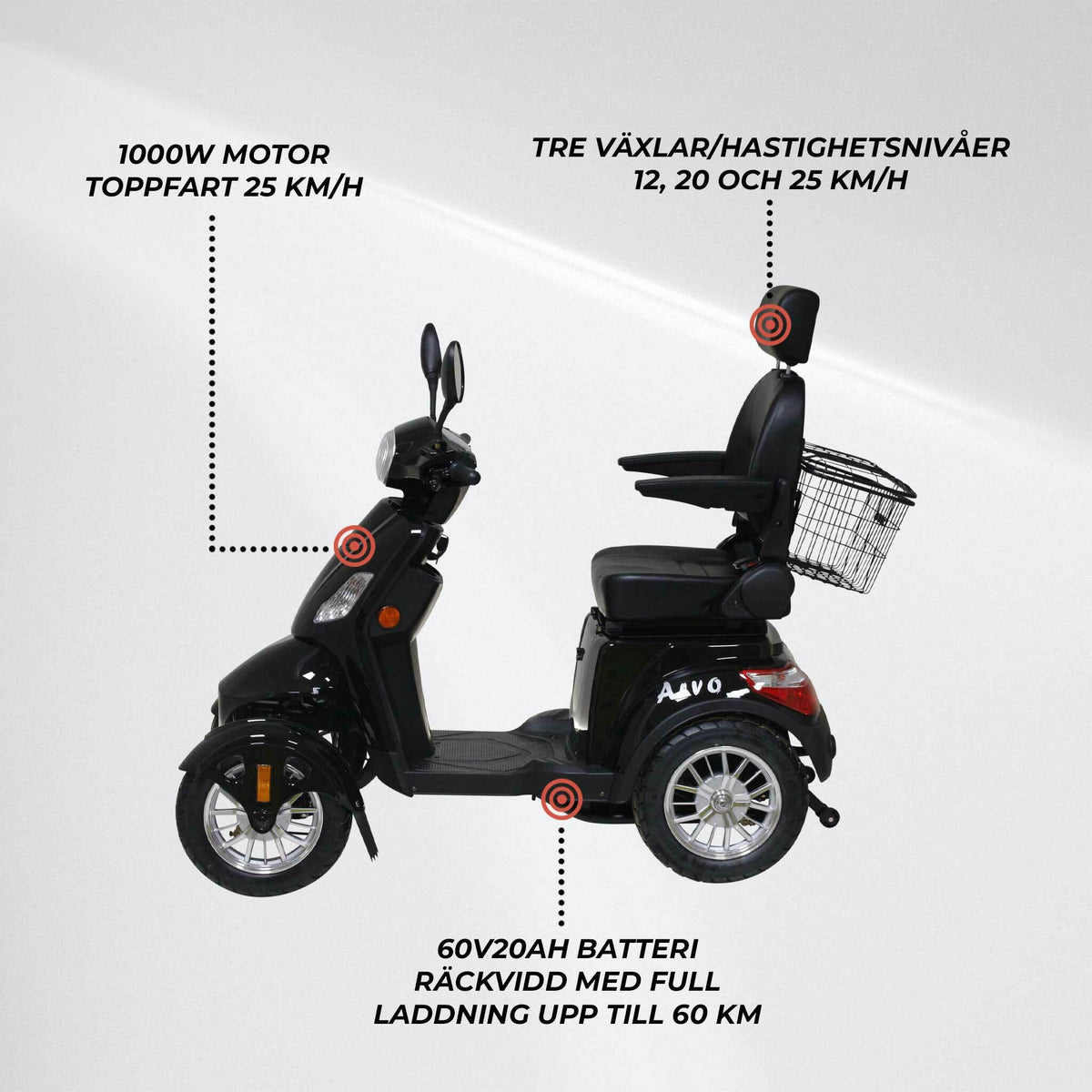 
              Arvo Promenadscooter P400 Svart