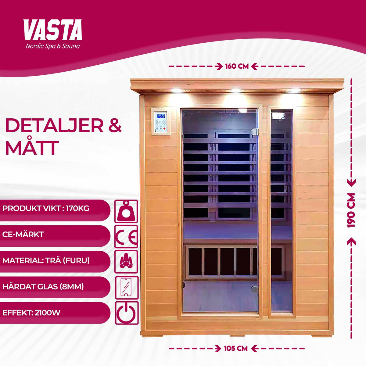 
              Vasta Infraröd bastu för 3 personer