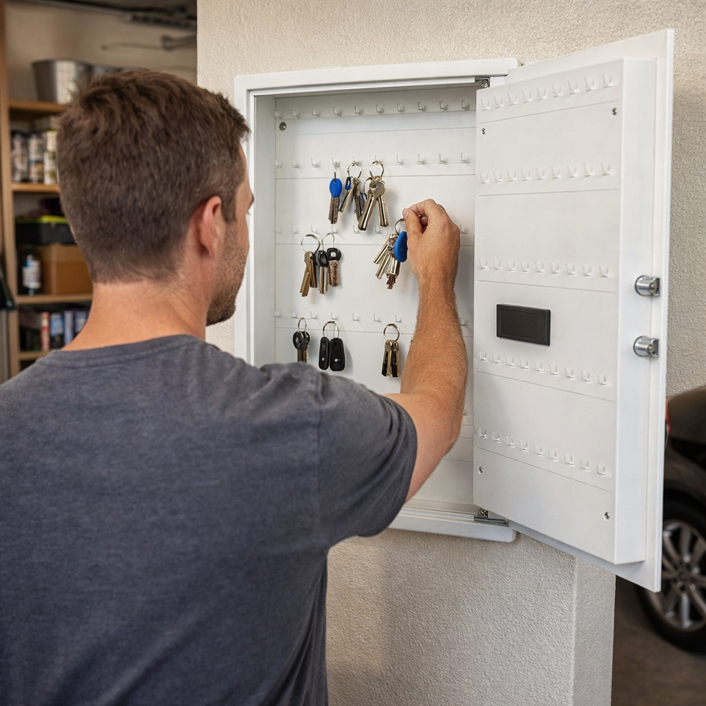 Trekker Nyckelskåp med kodlås 100, vit, med digitalt lås