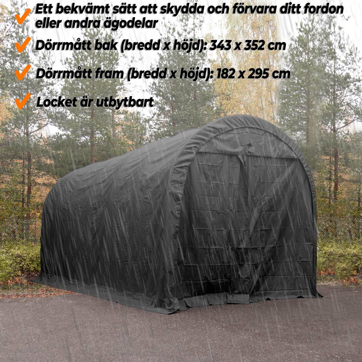 
              Fornorth Garagetält 3,5x7,5m, 500g/m2, svart