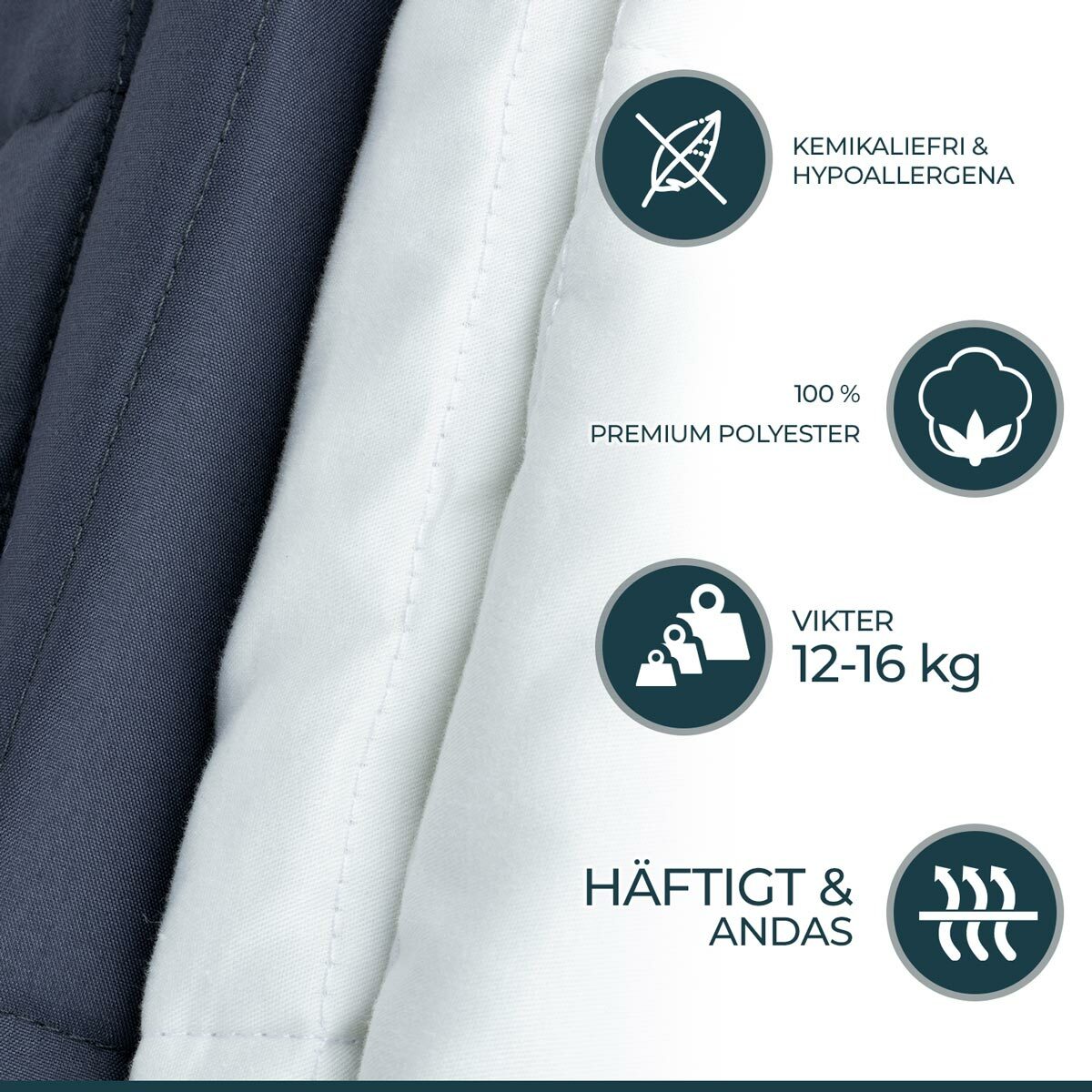 
              Polar Night tyngdtäcke, 200x220cm, 12-16kg (dubbeltäcke)