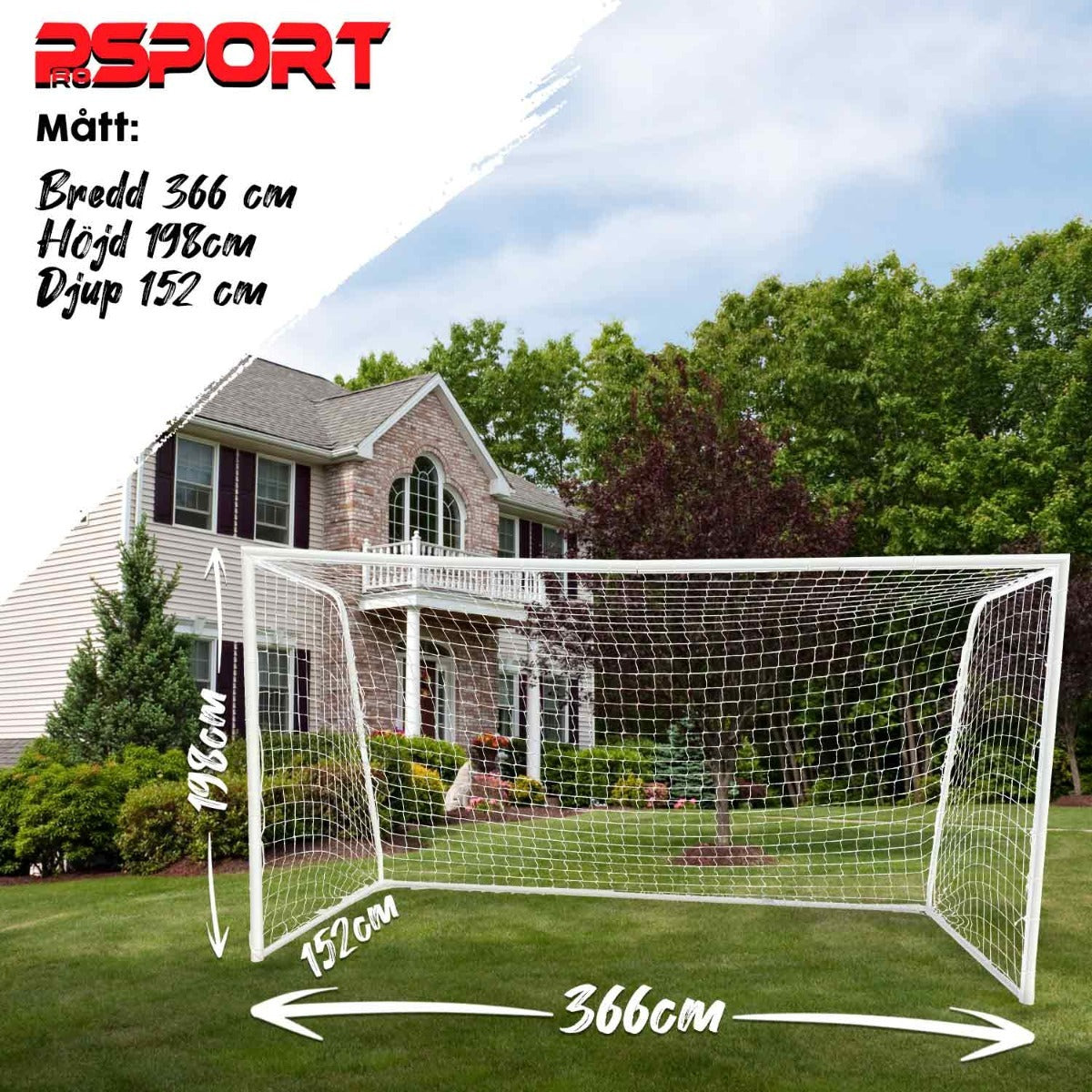 
              ProSport robust fotbollsmål 366 x 198 x 152 cm