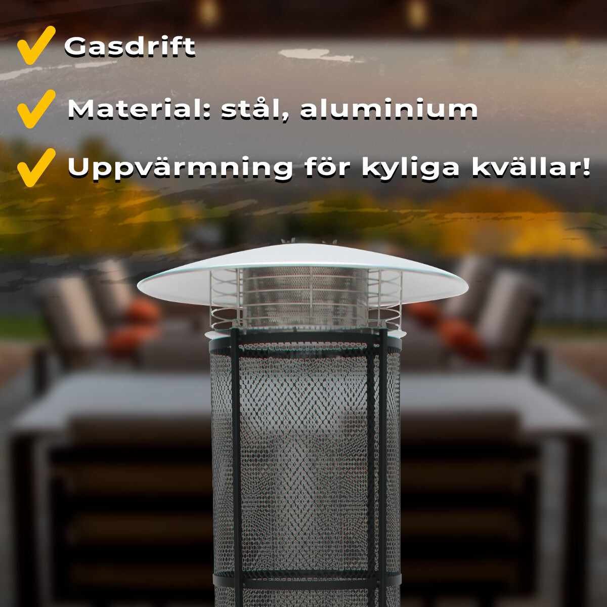 
              Fornorth Terrassvärmare Tube, 11kW gasdriven, rostfritt