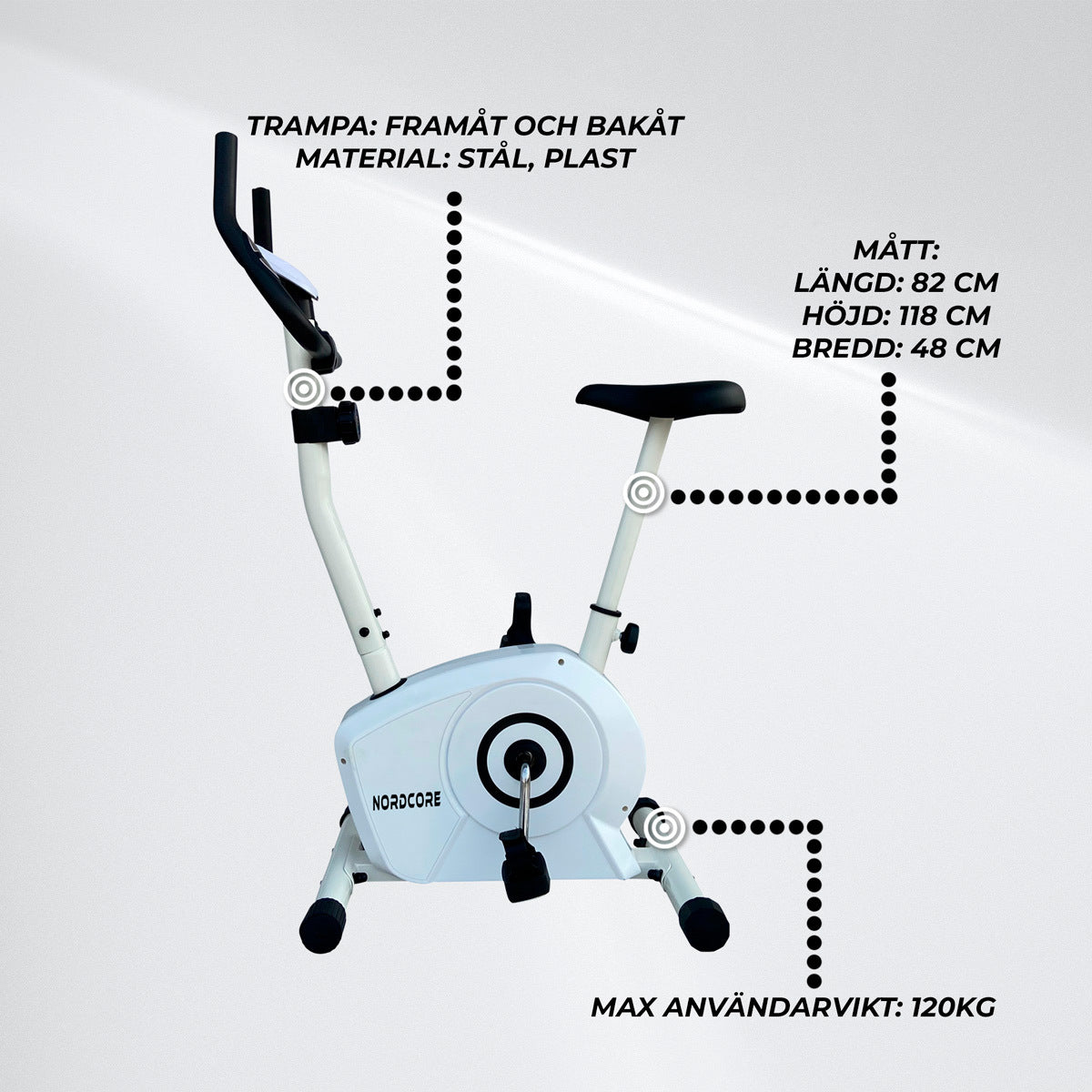 
              Nordcore motionscykel Core 400, Vit