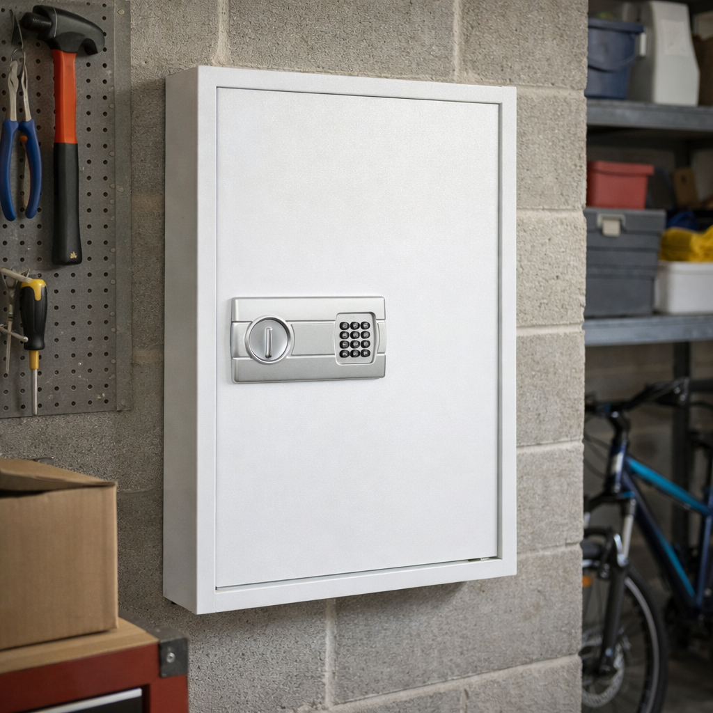 
              Trekker Nyckelskåp med kodlås 100, vit, med digitalt lås