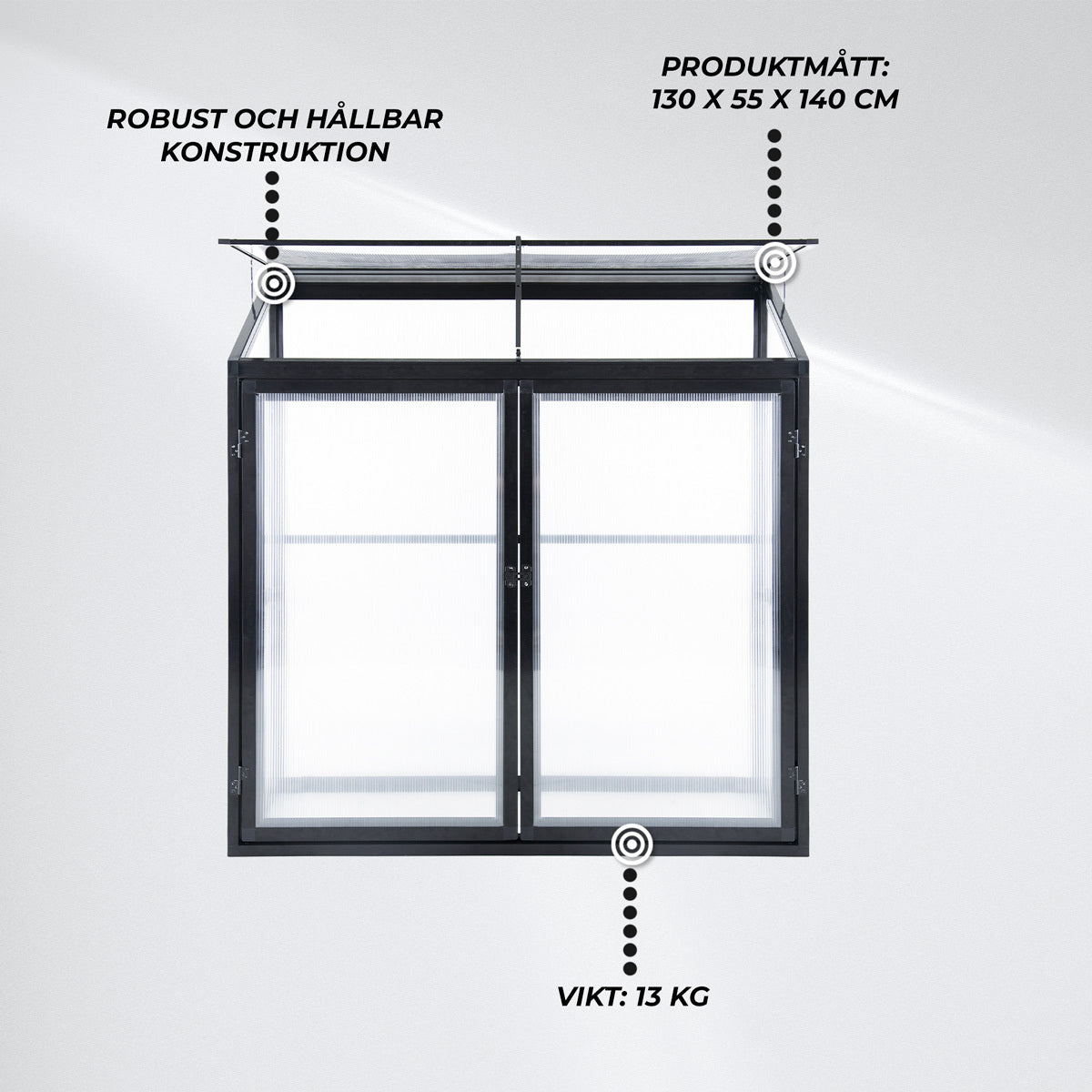 
              Lykke Miniväxthus Havsvik 130x55x140cm