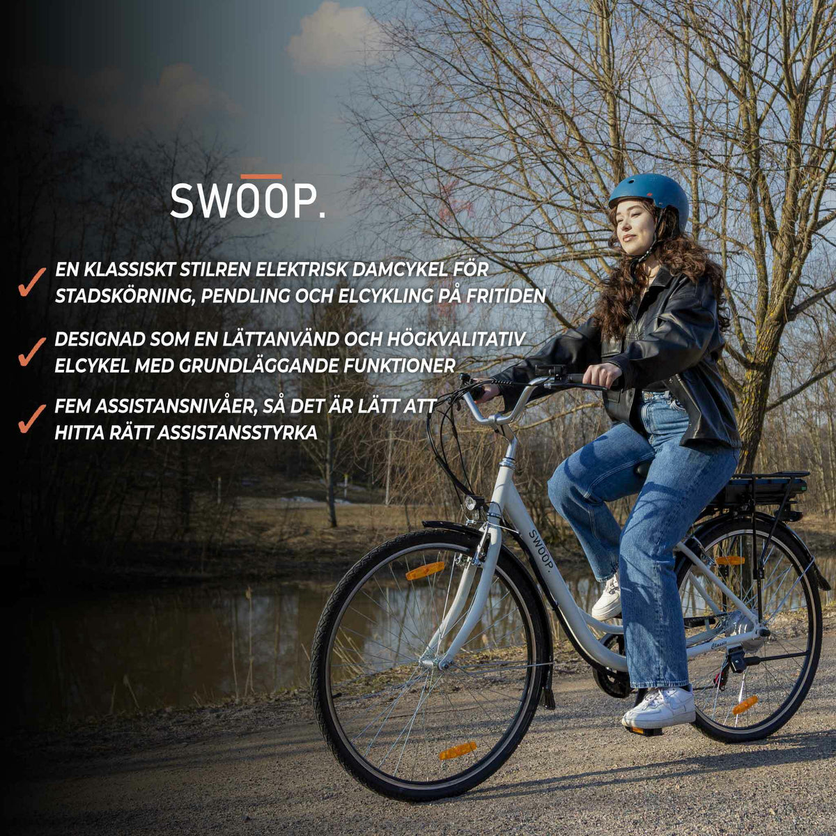 
              Swoop Elcykel Classic, dam 28&quot; vit