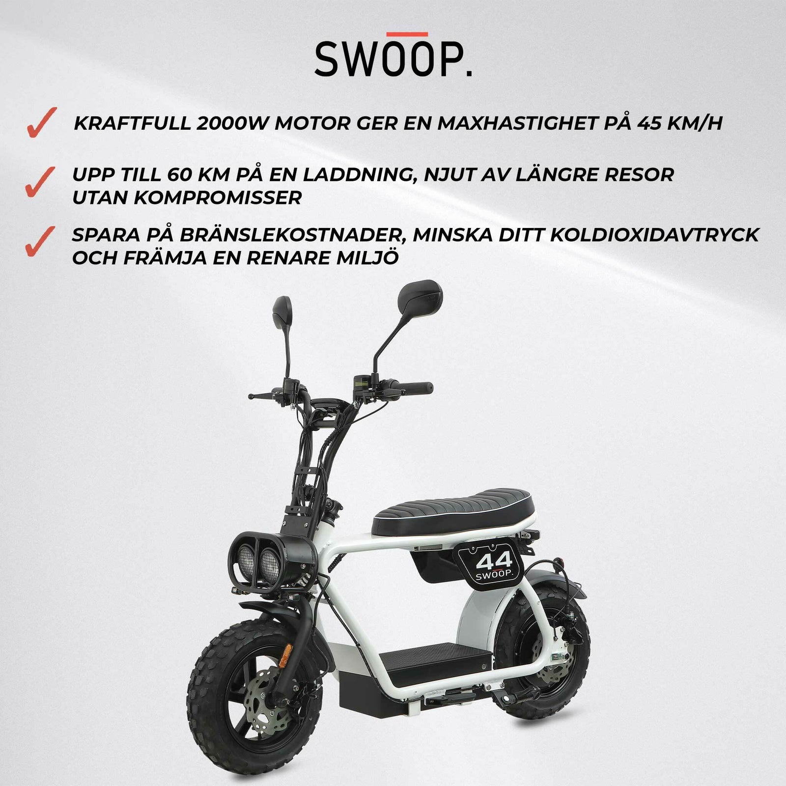 Swoop Elmoped Turbo 2000W Vit