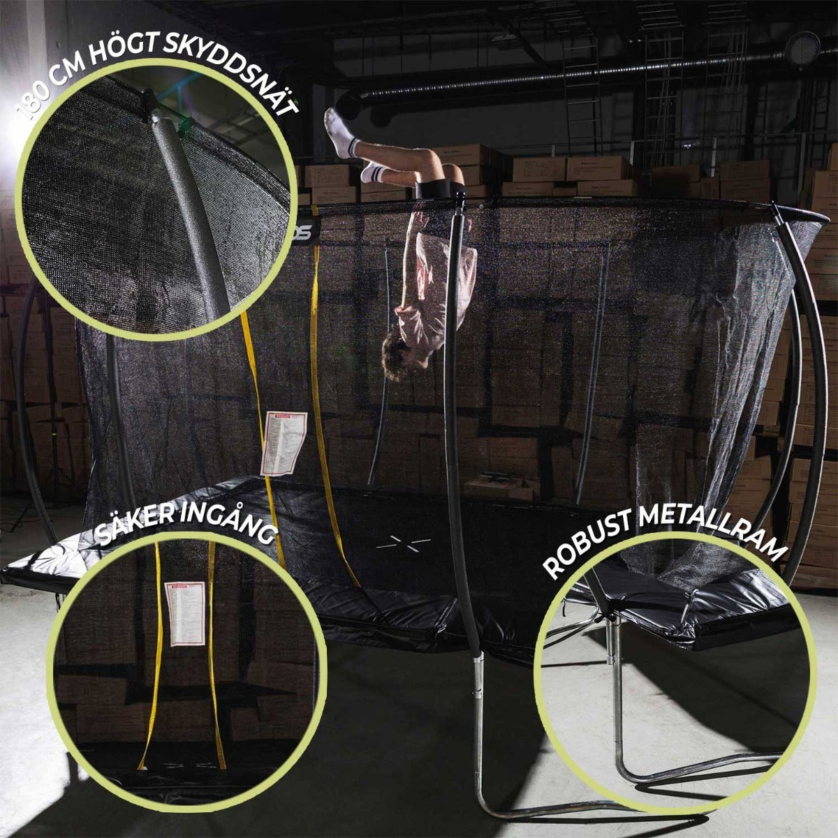 
              Stratos studsmatta rektangulär 213x305 cm med skyddsnät