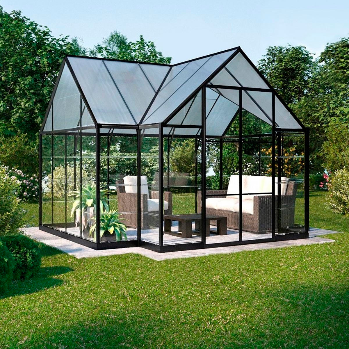 Lykke Växthus T-format Svart 10.2 m2