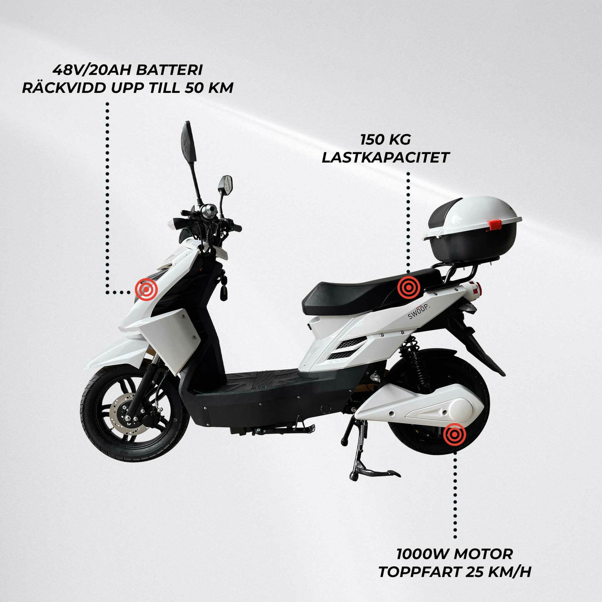 
              Swoop Elscooter Elegante Vit 1000W