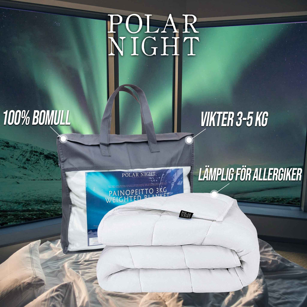 
              Polar Night barns tyngdtäcke bomull, 100x150cm (3-5kg)