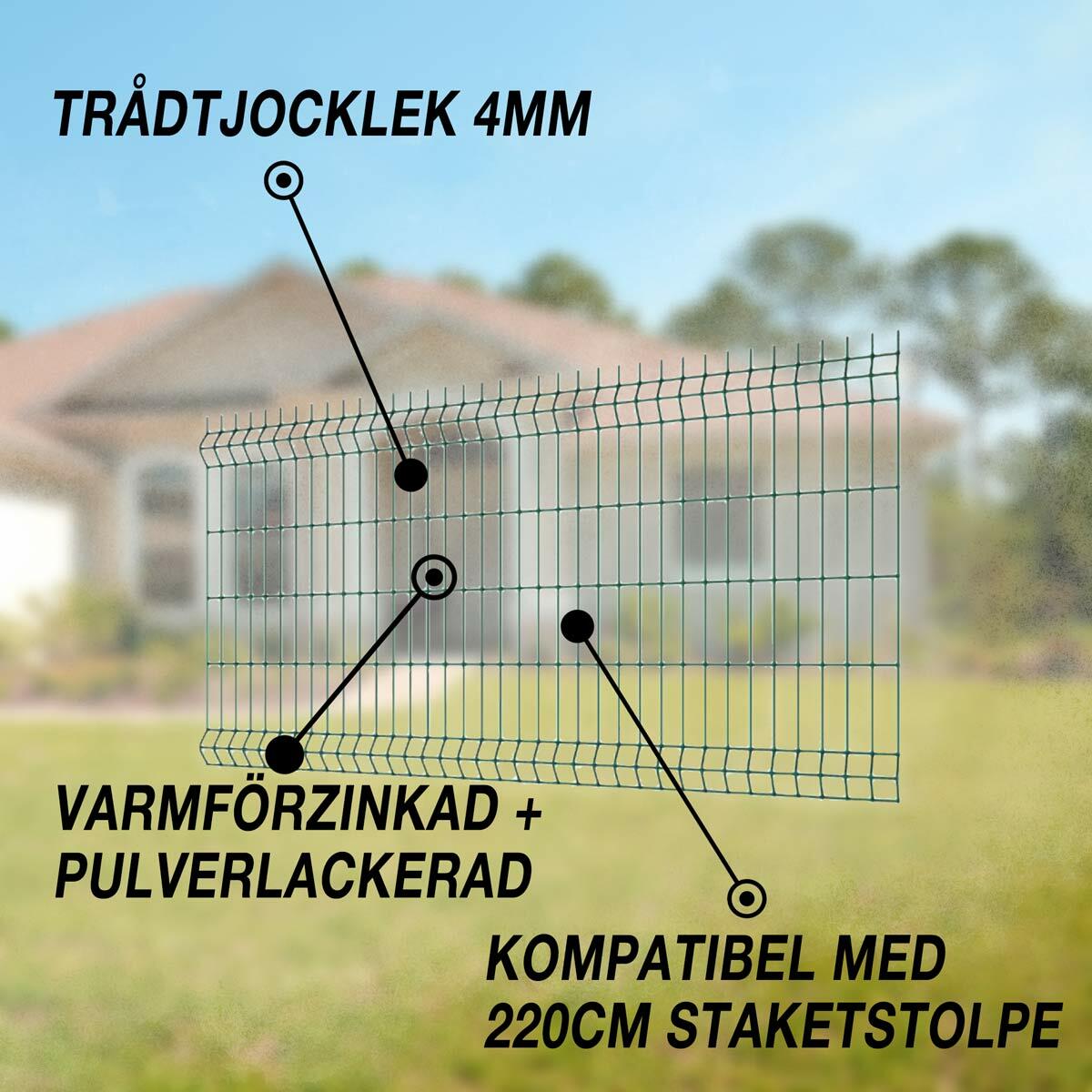 
              Fornorth staket 1730x2500mm, trådtjocklek 4mm, grön