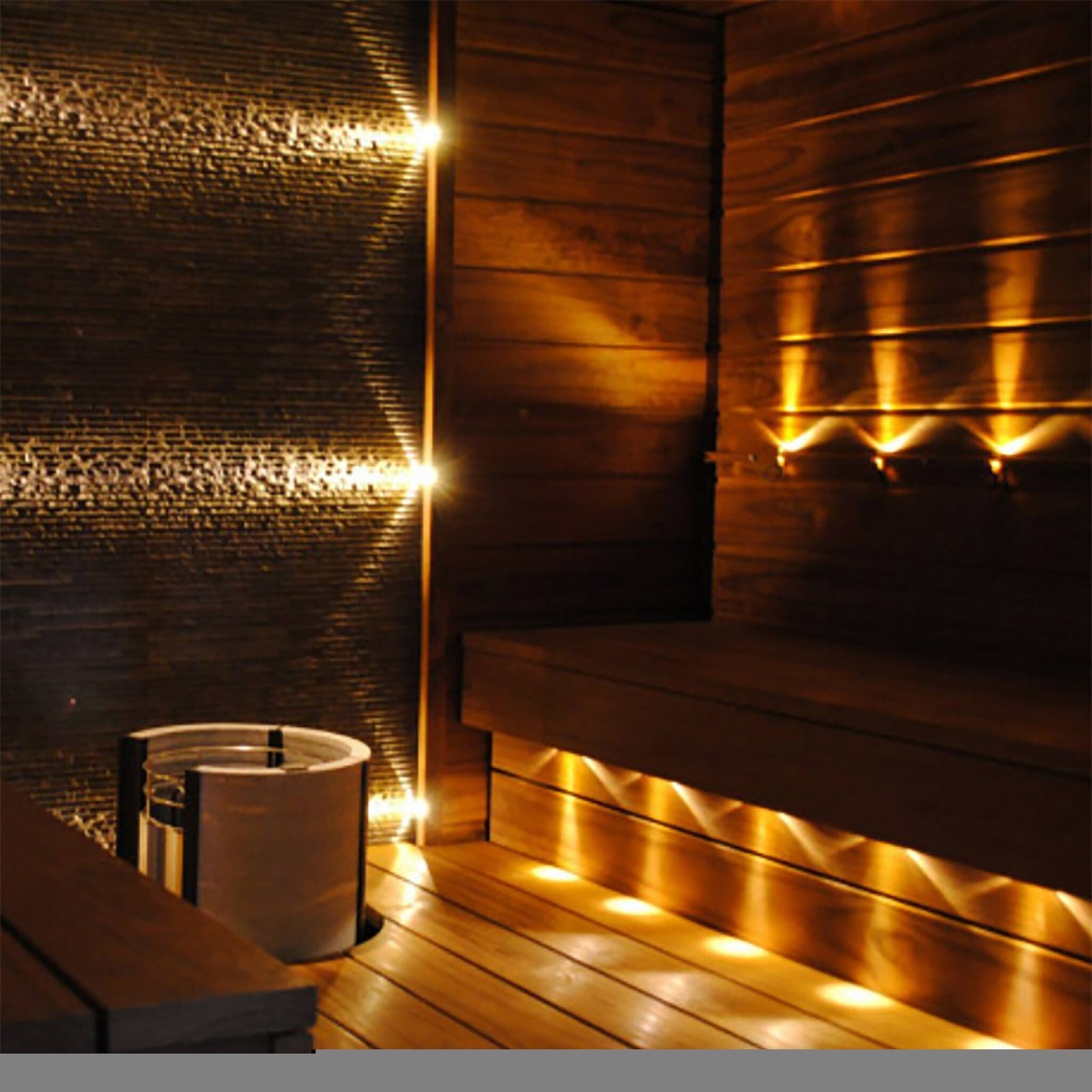 FTLIGHT SAUNASET PLATINUM 9-delad MÄSSING, 180°C kabel, 3x3m 3x4m 3x5m, färdig att installeras, 3500K