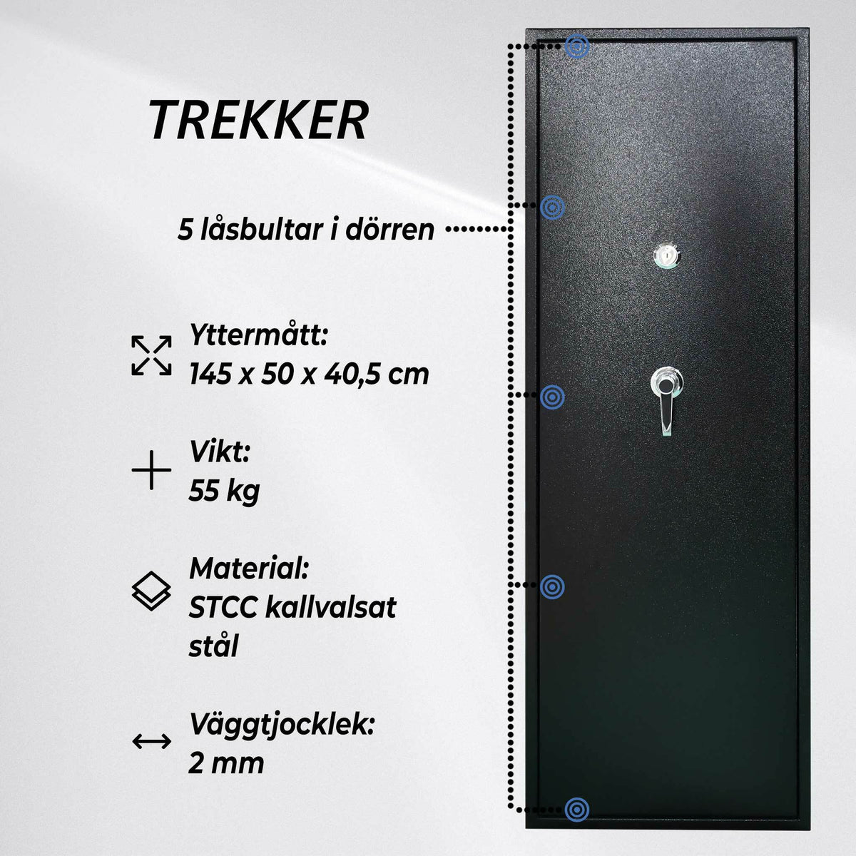 
              Trekker Vapenskåp för 10 vapen AS1000, svart