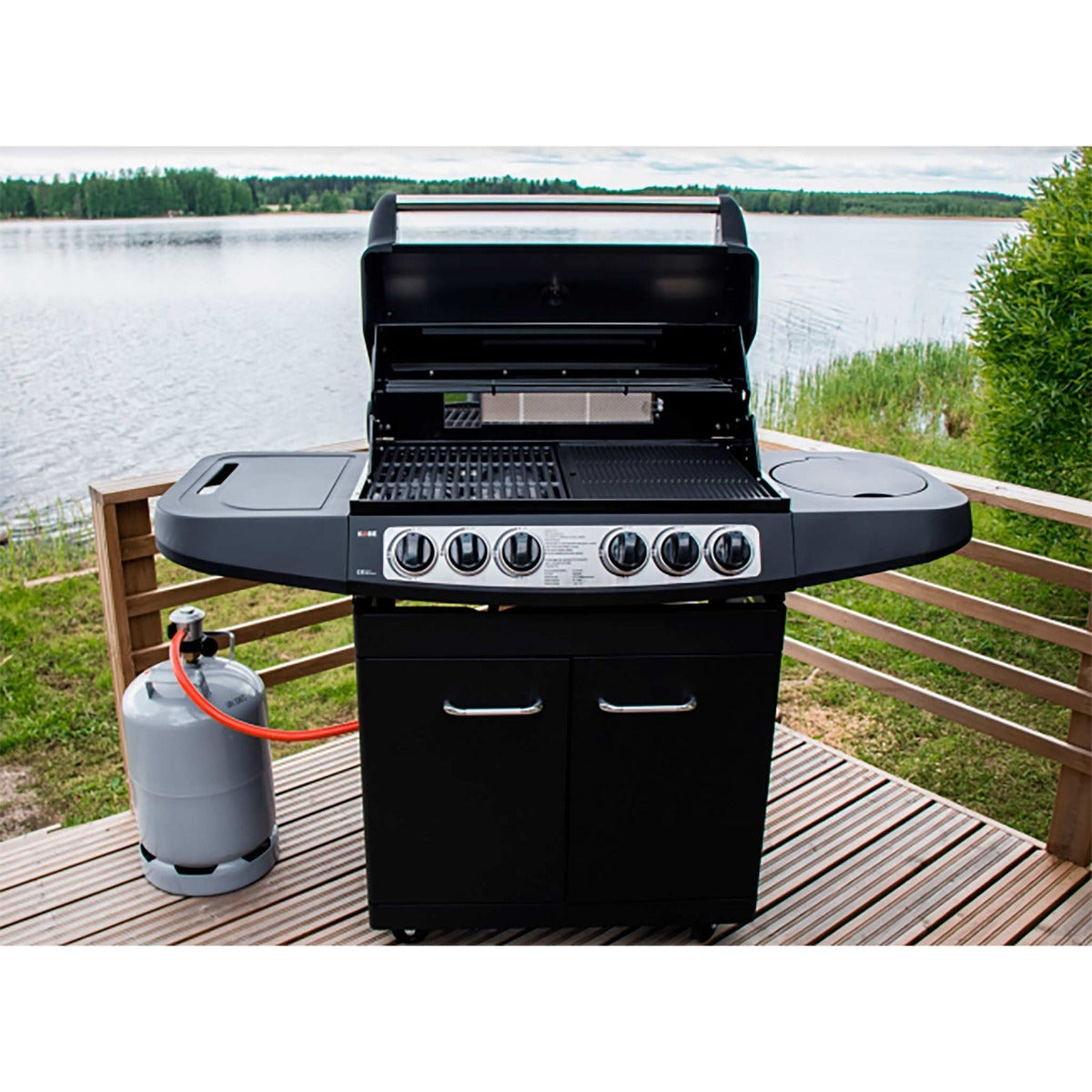KOBE Gasolgrill STYLE PLATINUM,BLACK EDITION 4 brännare och sidobrännare,  145x61x116cm