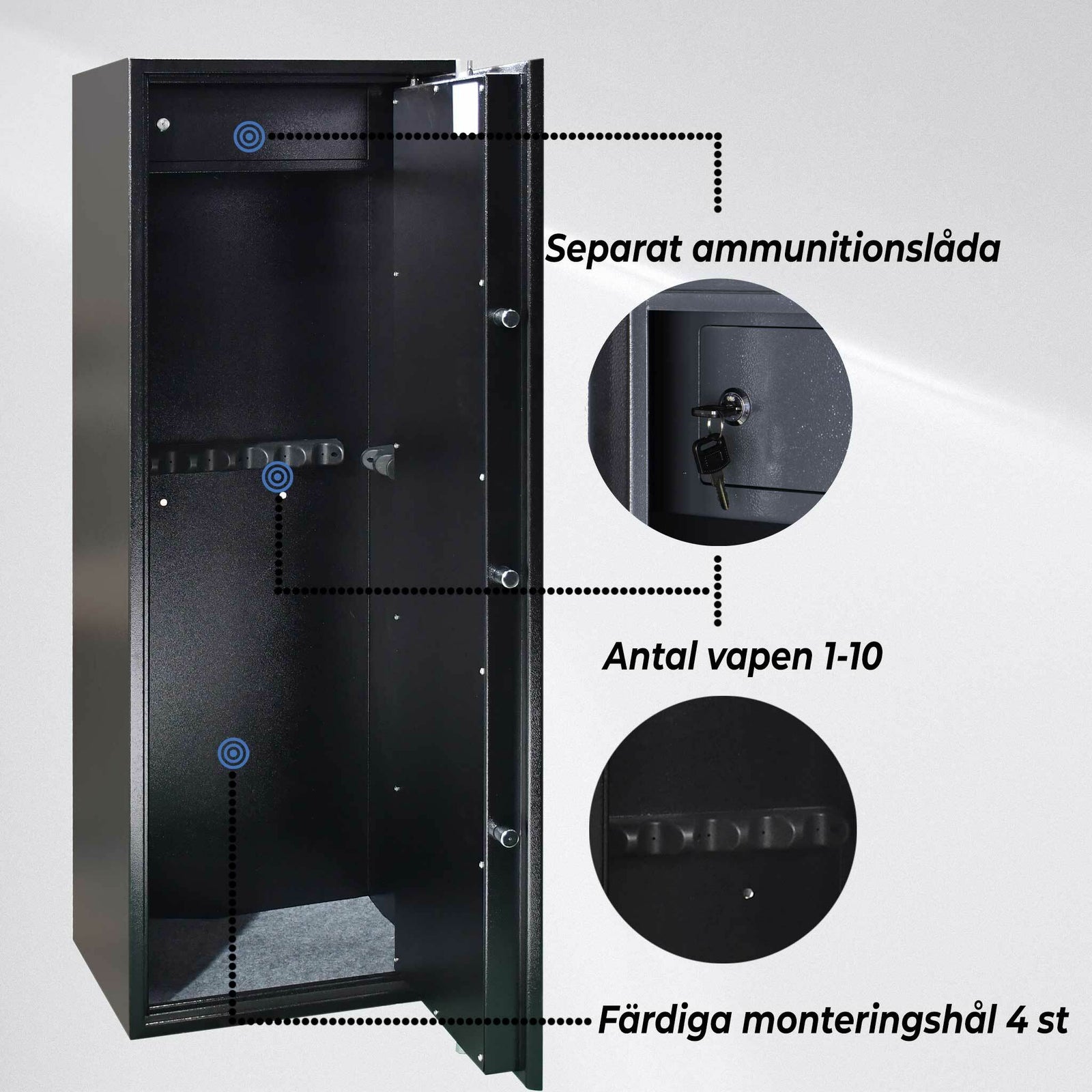Trekker Vapenskåp för 10 vapen AS1000, svart