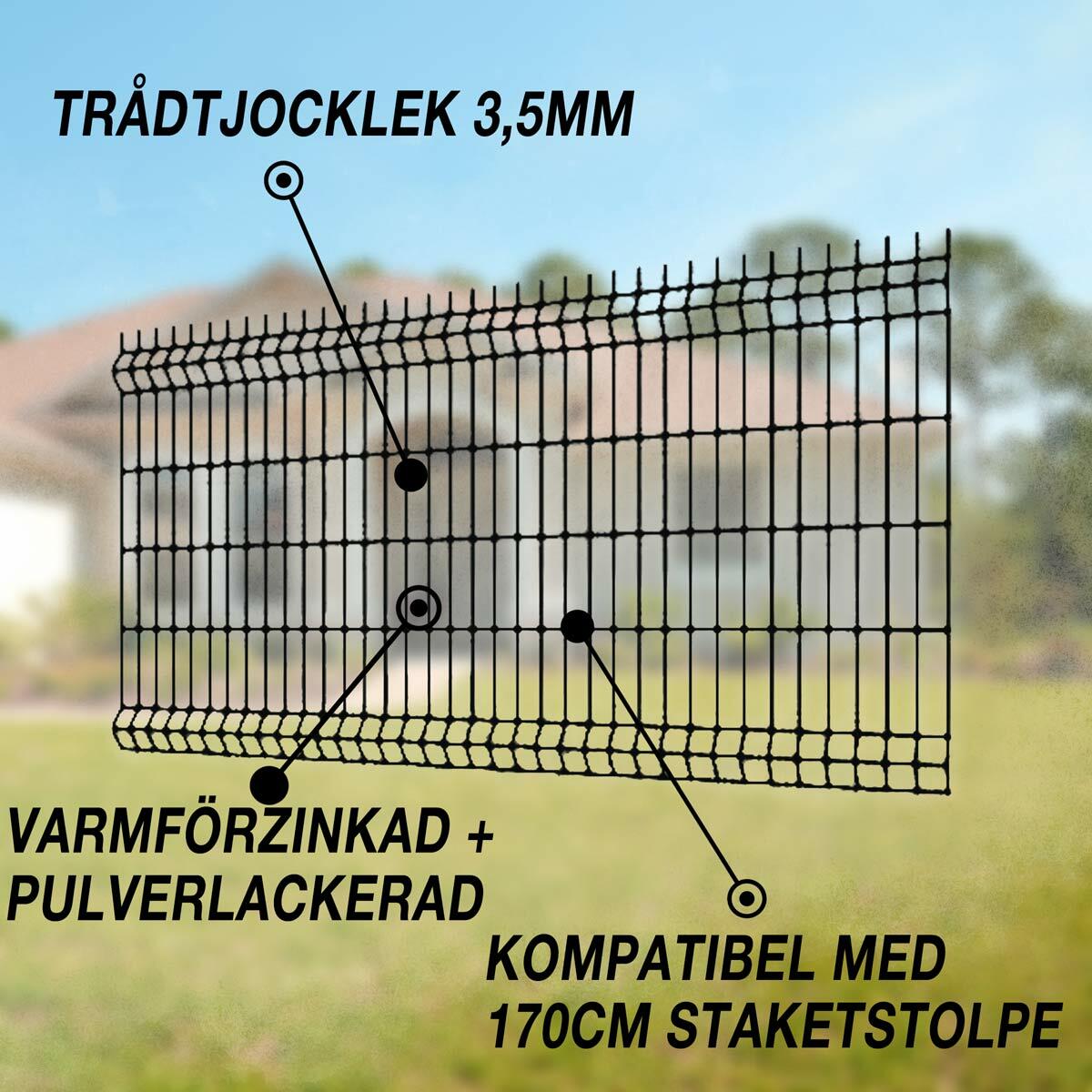 
              Fornorth staket 1230x2500mm, trådtjocklek 3.5mm, svart