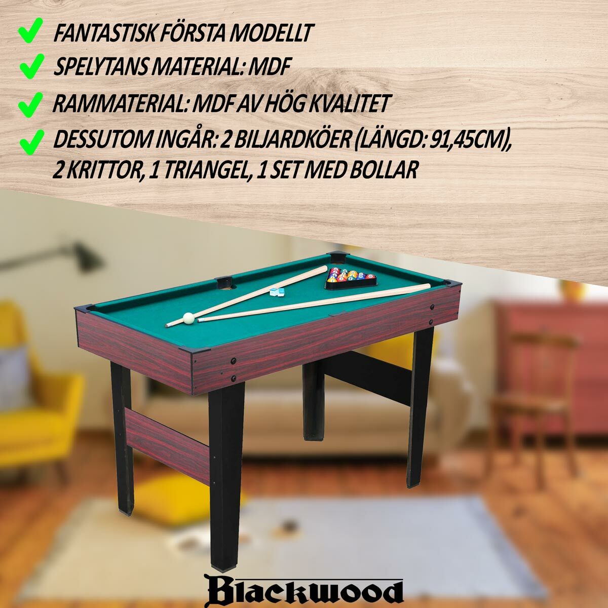 Blackwood Table de billard Junior 3' - Nordic ProStore